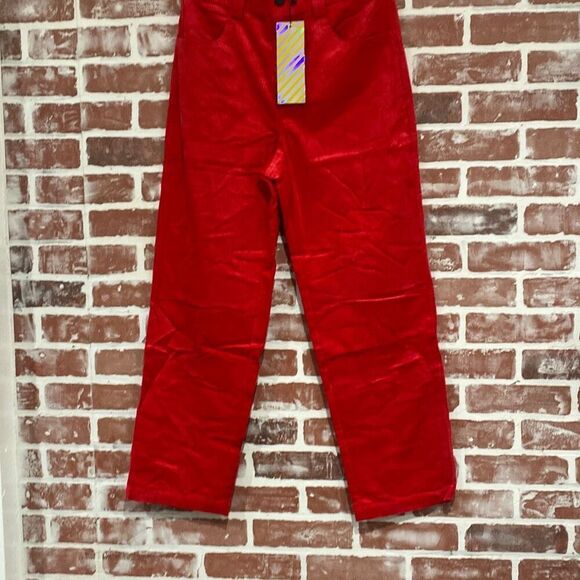 NWT Finesse Red Corduroy Straight Leg Pants Size Small Womens - Picture 1 of 7